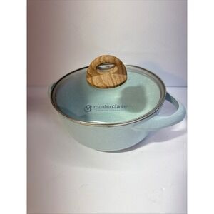 Masterclass Premium Cookware 8 inch Casserole Pot with Glass Lid Light Blue